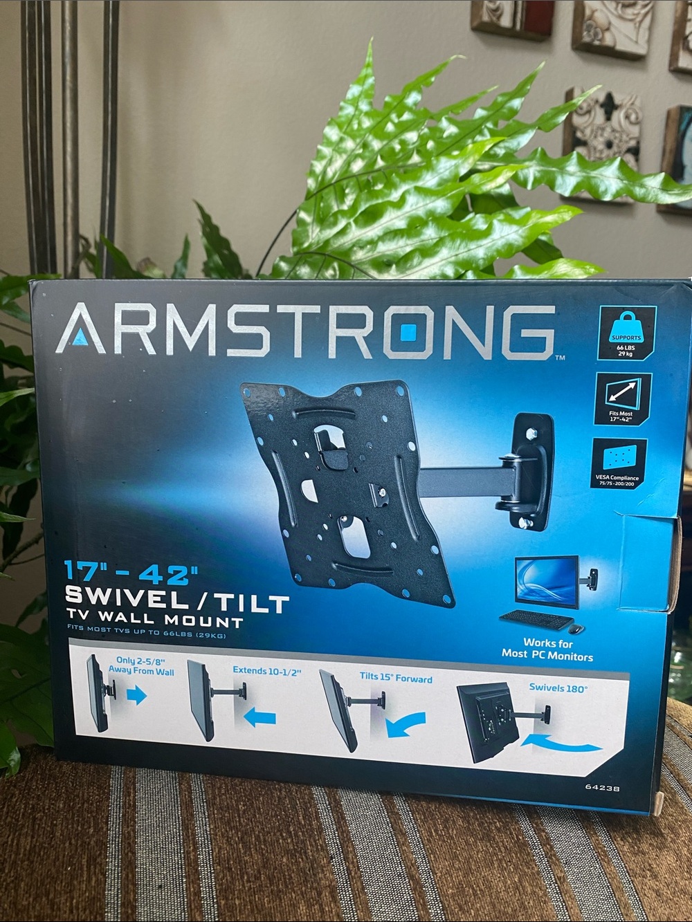 17"-42" Black Swivel/Tilt TV Wall Mount